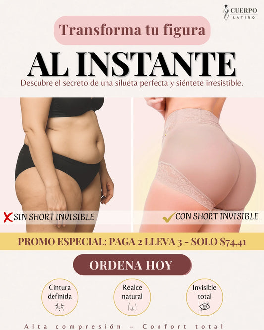 Short Faja SÚPER-Invisible™️ | Reduce 2-3 tallas | realce instantáneo